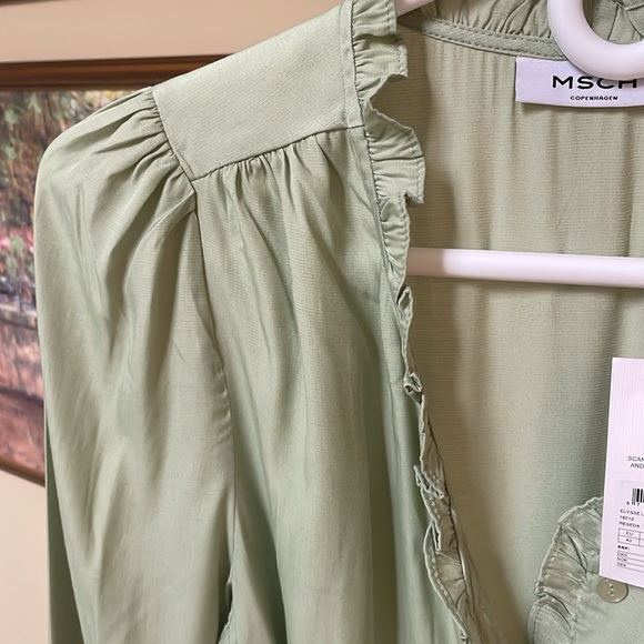 NWT -- MSCH Copenhagen - Elysee LS Shirt Dress sz L (US size 8) - light green - Picture 5 of 12